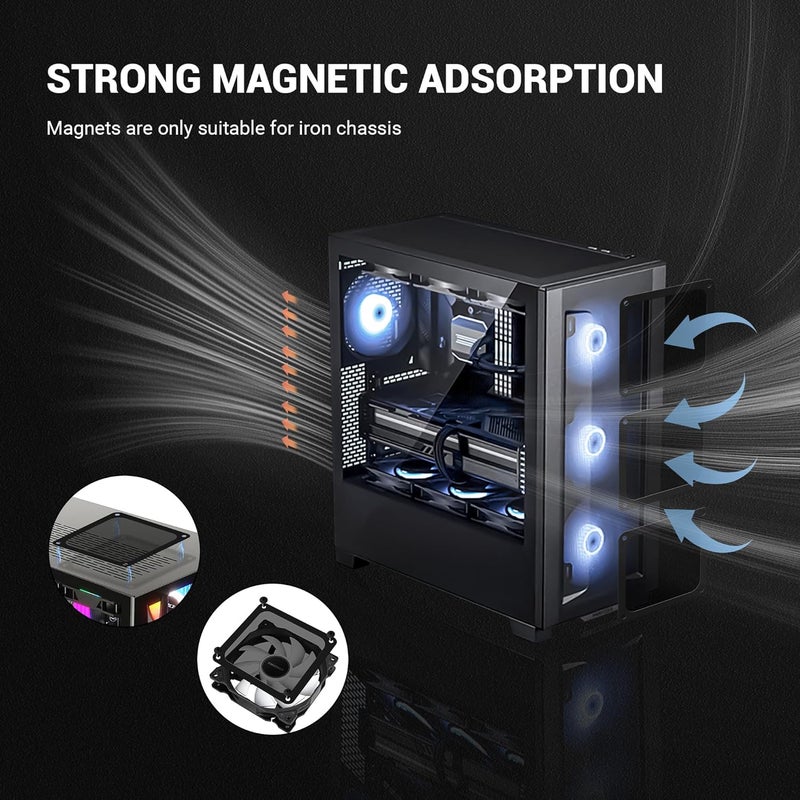YIMATEECO Dust Filter PC 120mm for Computer Cooler/PSU/Routers Nylon 80 Mesh, Magnetic Frame PC Fan Dust Mesh Cooler Filter Dustproof Computer Fan Grills (Nylon, 120 * 120mm, 2pcs, Black) - Image 4
